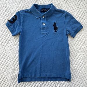 Polo Ralph Lauren Polo Shirt Kids 4T Blue Pink Big Pony Short Sleeve Preppy